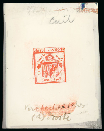 Stamp of Switzerland / Schweiz Switzerland, Canton Geneva - 1843 5c, cliché on celluloid