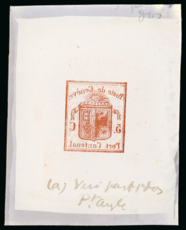Stamp of Switzerland / Schweiz Switzerland, Canton Geneva - 1845 5c, Small Eagle,