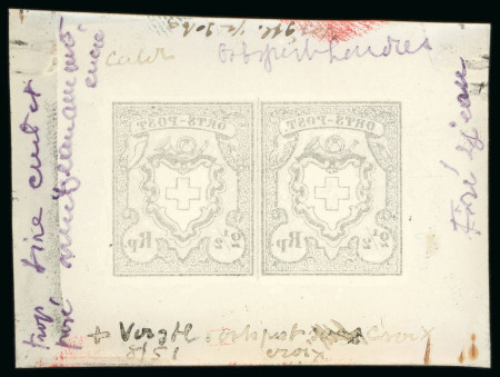 Stamp of Switzerland / Schweiz Switzerland, Local and Orts Post – 1850 2 1/2rp cliché on celluloid 