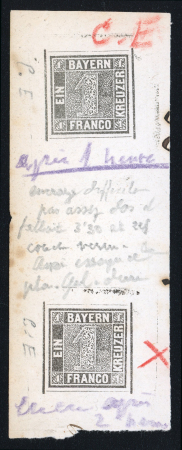 Stamp of German States » Bavaria German States, Bavaria - 1849: 1 kreuzer on oblong