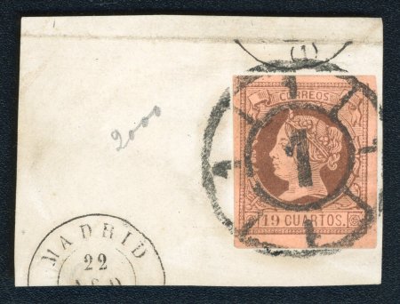 Stamp of Spain Spain - 1861 19cu Queen Isabella II, a finished reproduction