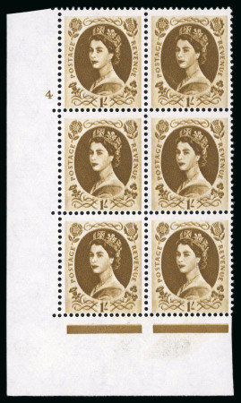 Stamp of Great Britain » Queen Elizabeth II 1858 1/- Bistre brown Double impression corner marginal