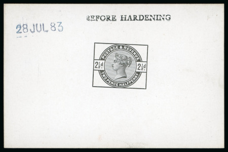 Stamp of Great Britain » 1855-1900 Surface Printed » 1883-84 Lilac & Green Issue 1883 2 1/2d. Die proof in black on glazed card