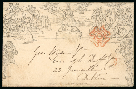 Stamp of Great Britain » 1840 Mulreadys & Caricatures 1840 (May 7) 1d Mulready envelope, stereo A181, sent from London to Dublin
