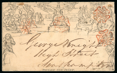 Stamp of Great Britain » 1840 Mulreadys & Caricatures 1840 (May 16th) 1d Black Mulready letter sheet (A64)