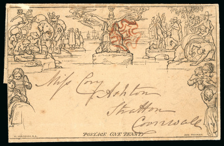 Stamp of Great Britain » 1840 Mulreadys & Caricatures 1840 (May 24th) 1d Black Mulready letter sheet (A15)