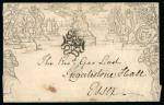 Stamp of Great Britain » 1840 Mulreadys & Caricatures 1844 1d Black Mulready envelope (A161) cancelled by