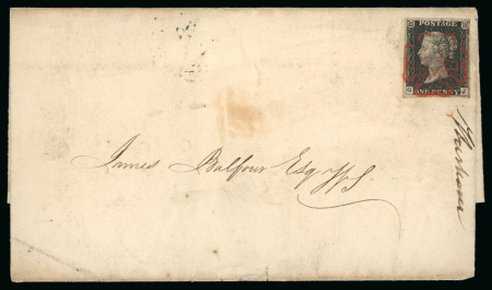 Stamp of Great Britain » 1840 1d Black and 2d Blue "May Dates" 1840 (May 12th) Wrapper franked with 1d black GF, four