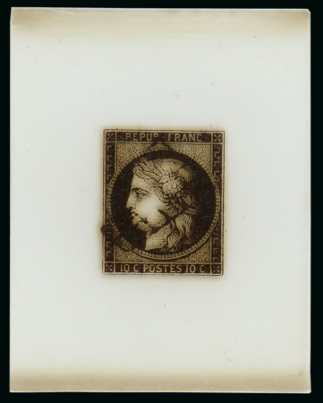 Stamp of France France - Ceres First Issue 10c, trial exposure on glass,