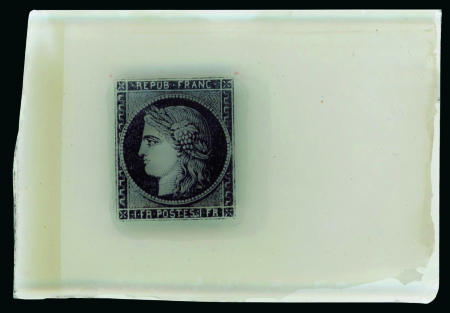 Stamp of France France - Ceres First Issue 1 fr, glass support cliché