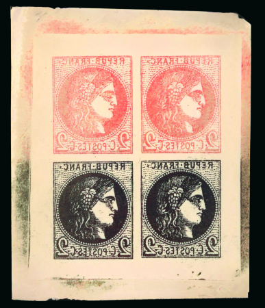 Stamp of France France - Bordeaux Issue 2c, celluloid cliché block