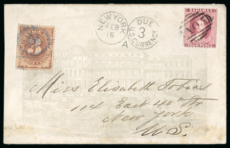 Stamp of Bahamas 1880 (Feb 2) Advertising cover for the Royal Victoria Hotel in Nassau, sent to the USA with 1863 4d dull rose perf.14