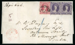 Stamp of Bahamas 1877 (Sep 18) Entire sent registered to London with 1863-77 perf.12 1/2 4d bright rose and 6d lilac pair