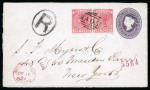 Stamp of Bahamas 1891 (Mar 16) 4d postal stationery envelope (H&G 1) sent registered to the USA