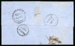 Stamp of Barbados 1857 (Nov 11) wrapper from Bridgetown to St. Lucia, with two 1855-58 (1d) deep blue