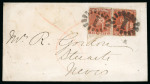 Stamp of Barbados 1871 (Jun 25) envelope to Nevis with two 1870-71 Wmk large star 6d orange-vermilion