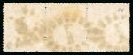 Stamp of Barbados 1861-70 No wmk 4d dull brown-red strip of three with "1" oval numeral cancels