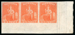 Stamp of Barbados 1873 Wmk large star 6d orange-vermilion imperf. strip of three