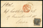 Stamp of Barbados 1874 (Feb 28) wrapper to London with 1873 wmk large star 1s black