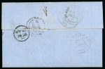 Stamp of Barbados 1855 (May 28) entire to Baltimore, USA, with 1852-55 blued paper (1d) deep blue