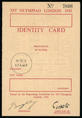 Stamp of Olympics » 1948 London 1948 London, group of seven items incl. unused identity card