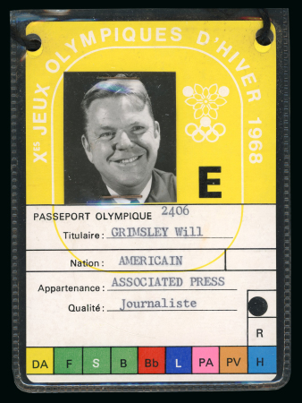 Stamp of Olympics » 1968 Grenoble 1968 Grenoble, lanyard with photo ID card for an American