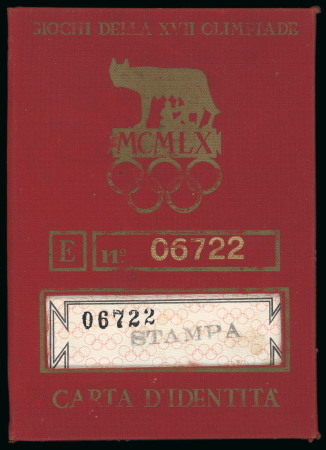 Stamp of Olympics » 1960 Rome 1960 Rome identity card for a British journalist