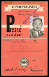 Stamp of Olympics » 1952 Oslo 1952 Oslo identity card for a journalist