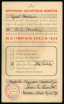 Stamp of Olympics » 1936 Berlin » Documents, Programmes, Tickets, etc. 1936 Berlin official identity card for a British journalist,