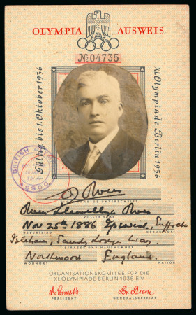 Stamp of Olympics » 1936 Berlin » Documents, Programmes, Tickets, etc. 1936 Berlin official identity card for a British journalist,