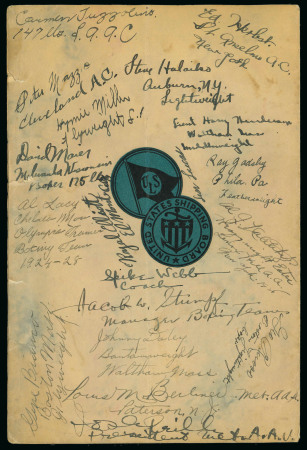 Stamp of Olympics » 1928 Amsterdam » Memorabilia 1928 United States Shipping Lines "Farewell Dinner" menu signed by 27 people, mostly boxers and boxing coaches