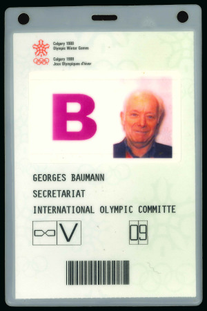 Stamp of Olympics » 1988 Calgary 1988 Calgary, trio of items incl. ID card for the IOC
