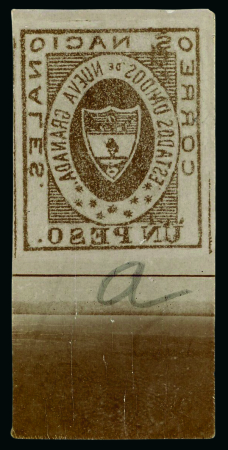 Stamp of Colombia Colombia - 1861 "Nueva Granada" 1p, two trial exposures