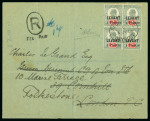 Stamp of British Levant  1906 (Jul 3) envelope sent registered to England with 1906 Beyrout Provisional 1pi on 2d block of four