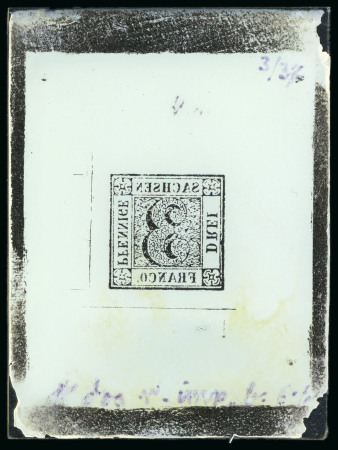 Stamp of German States » Saxony German States, Saxony - 1850 3pf, glass support cliché