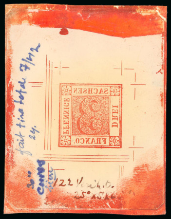 Stamp of German States » Saxony German States, Saxony - 1850 3pf, cliché on celluloid,