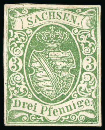 Stamp of German States » Saxony German States, Saxony - 1851 3pf green, a finished