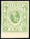 Stamp of German States » Bremen German States, Bremen - 1861 5 sgr green, a final reproduction