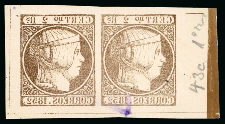 Stamp of Spain Spain - 1852 2r Queen Isabella II, trial exposure of