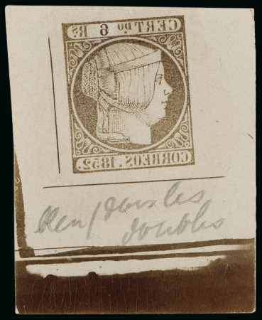 Stamp of Spain Spain - 1852 6r Queen Isabella II, trial exposure in