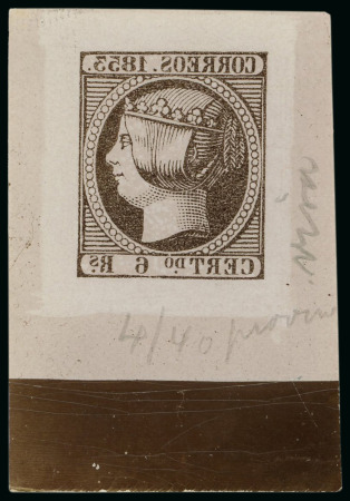 Stamp of Spain Spain - 1853 6r Queen Isabella II, trial exposure in