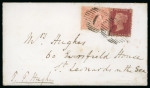 Stamp of British Levant  1873, pair of covers, one sent via "Winter route" at 5d rate to England