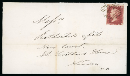 Stamp of British Levant  1870 (May 18) wrapper sent to England with 1864-79 1d red pl.102 tied by "C" barred oval