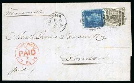 Stamp of British Levant  1858-76, group of 12 covers and 3 fronts with GB used abroad frankings