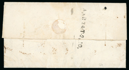 Stamp of Malta 1822 entire from England to Corfu, endorsed at lower right to travel privately to Malta with straight-line "April 24: T-2, 10"