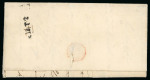 Stamp of Malta 1823 unpaid incoming entire from Gibraltar with arrival charge "12 T.2" with the 12 changed in manuscript to "14",