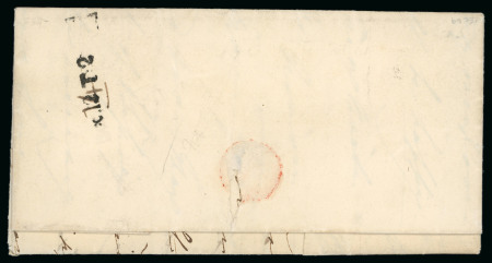 Stamp of Malta 1823 unpaid incoming entire from Gibraltar with arrival charge "12 T.2" with the 12 changed in manuscript to "14",