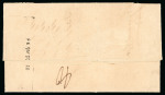 Stamp of Malta 1838 incoming entire from France with printed contents, reverse with "27 March 3d" local post handstamp