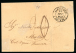 Stamp of Malta 1837 incoming entire from Alexandria (Egypt) with a good strike of the "17 January: 4d" accountancy hs
