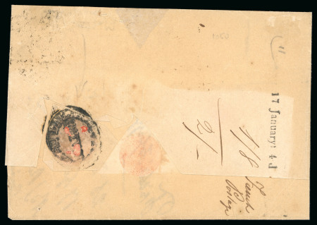Stamp of Malta 1837 incoming entire from Alexandria (Egypt) with a good strike of the "17 January: 4d" accountancy hs